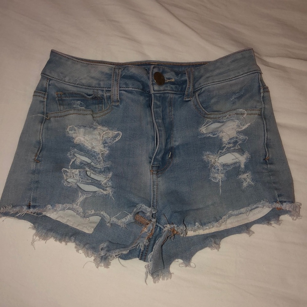 High waisted jean shorts